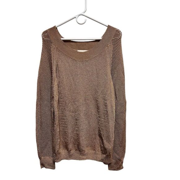 CNS) NWT $218 Women's ETCETERA X-Large Carmel Brown Long‎ Sleeve Sweater Sheen - Picture 1 of 11